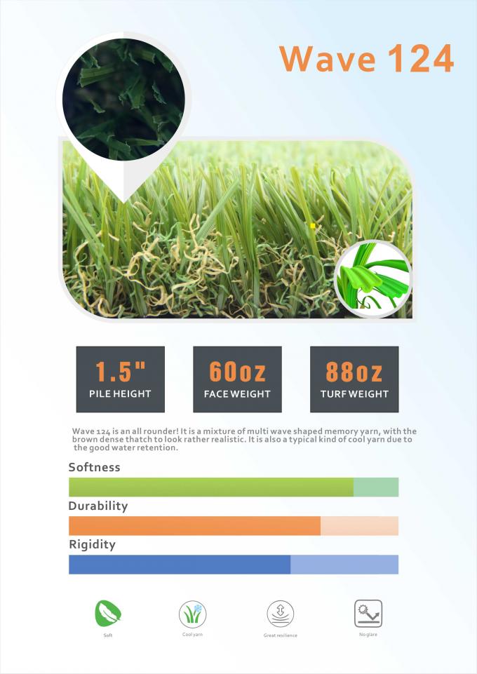 50mm van het het Gras Synthetisch Gras van de Hoogtetuin Kunstmatig Groen het Tapijtbroodje 0