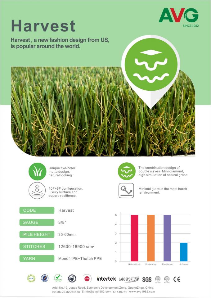 55mm Synthetische Comfortabel en Zachte Gras van het Tuin het Kunstmatige Gras 0