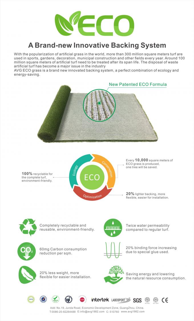 Openluchthoogte - van het het Gras Plastic Gazon van het kwaliteitslandschap het Decoratieve Kunstmatige Synthetische Gras ECO die Rekupereerbare 100% steunen 1