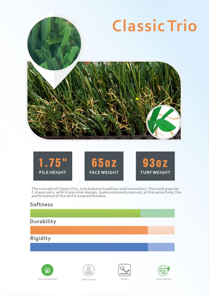 Het natuurlijke Kijken van het de Deken Synthetische Gras van het Tuin het Commerciële Kunstmatige Gras Gazon ECO die Rekupereerbare 100% steunen 0