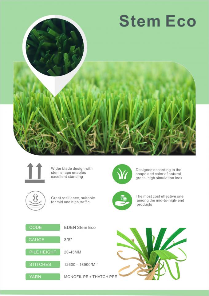 Openluchthoogte - van het het Gras Plastic Gazon van het kwaliteitslandschap het Decoratieve Kunstmatige Synthetische Gras ECO die Rekupereerbare 100% steunen 0
