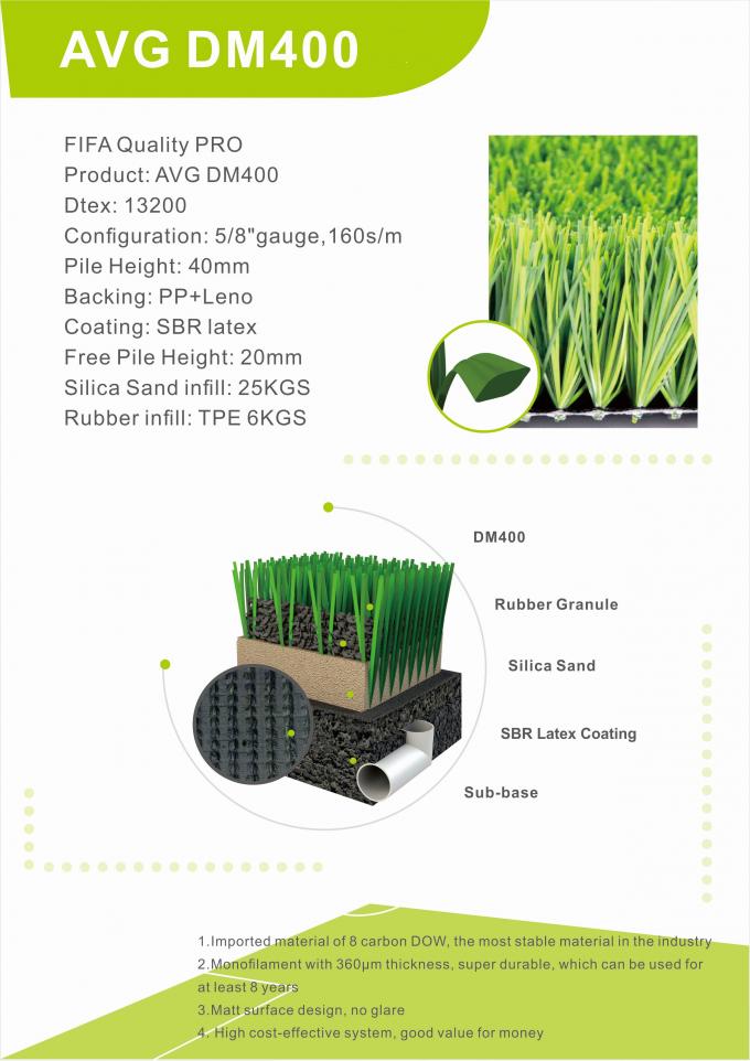 Hoogwaardig Nieuw van het het Gras Kunstmatig Gras van de Ontwerpvoetbal Kunstmatig Gras 40mm 0