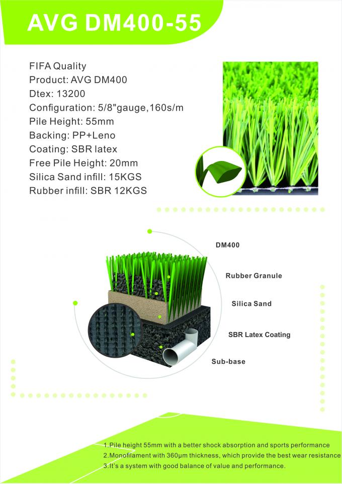Van het de Voetbalgras van het voetbal Kunstmatig Gras Kunstmatig Gras Synthetische 55mm van Cesped 0