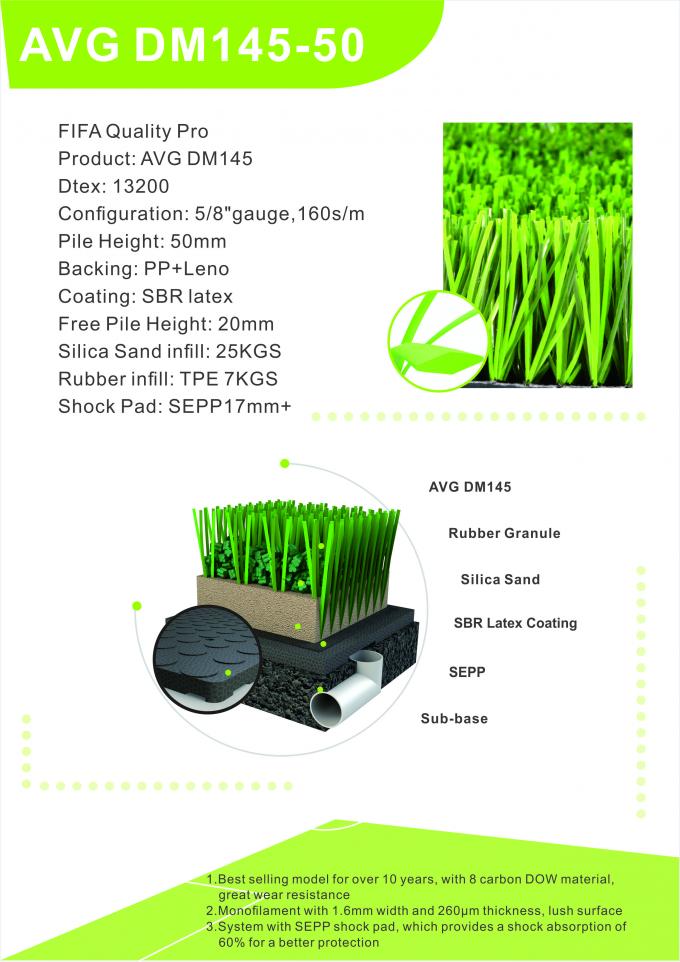 Kunstmatig van het het Grasgras van de Grasvoetbal van het het Gazongras Kunstmatig Openlucht Kunstmatig Tapijt 50mm 0
