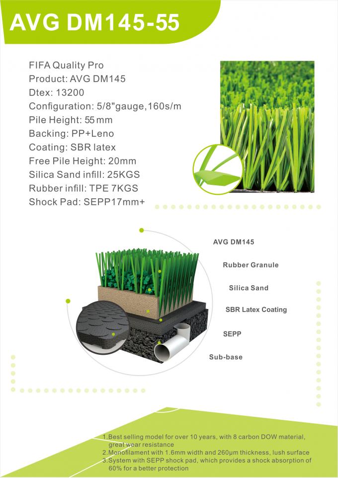 Synthetische het Gras Kunstmatige Gras & Sporten die van het kwaliteits Pro Goedgekeurde Voetbal 55mm vloeren 0