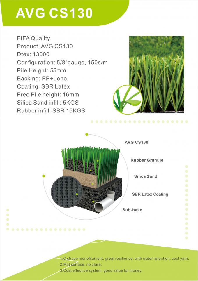 Hoog - van de het Gras Synthetisch Voetbal van het dichtheids gazon Voetbal het Grasgras kunstmatige 55mm 0