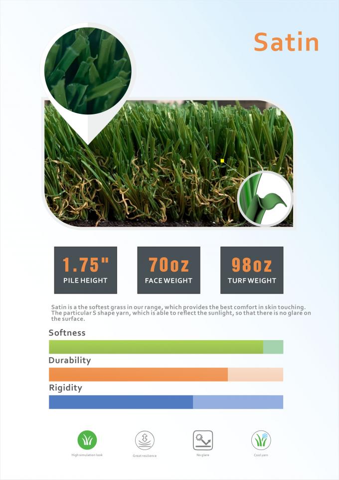 ISO14001 Hoogte 1,75 van gebiedsolive landscaping artificial grass pile“ 1